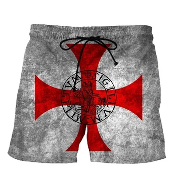 Мужские короткие брюки с 3D-печатью The Crusaders, индивидуальность, повседневные пляжные брюки в стиле ретро, Свободные плавки, мужская детская одежда  5