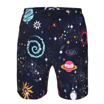 Мужские пляжные короткие быстросохнущие плавки Galaxy Space Stars, купальники, шорты для купания  3