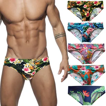 Мужские треугольные трусы с принтом, сексуальные плавки, шорты для плавания с эффектом пуш-ап, пляжный весенне-летний купальник Extreme Vulgar Petite  5