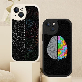 Мягкий чехол Brain Art Из Овечьей Кожи Для iPhone 14 13 12 11 Pro Max X XR XS 7 8 Plus SE 2020 Cover Funda  5