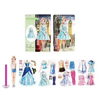 Набор магнитных бумажных кукол, наряжайте куклу-принцессу, магнитный набор магнитных бумажных кукол для девочек во время путешествия домой, в детский сад  5
