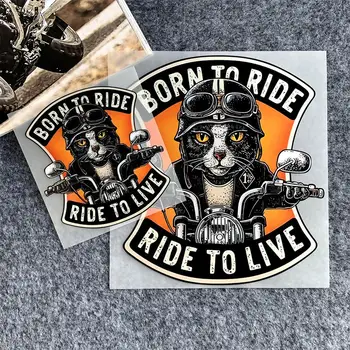 Наклейка для мотоцикла Cool Cat Rider, наклейки для кошек для автомобилей, наклейки для авто с рисунком Cool Cat, наклейки для кошек для мотоциклов  5