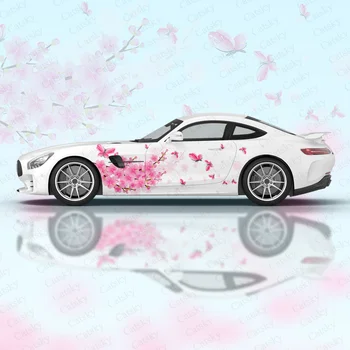 Наклейка на автомобиль с розовым цветком и бабочкой, наклейка на автомобиль с декоративным вырезом, гоночная графическая наклейка, дизайн виниловой пленки для женщин  10