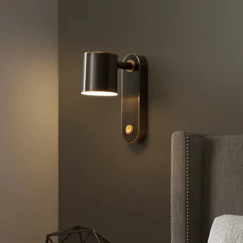 Настенный светильник из скандинавской латуни с выключателем, прикроватная лампа для спальни, современный минималистичный роскошный светодиодный настенный светильник для дома, гостиной  10