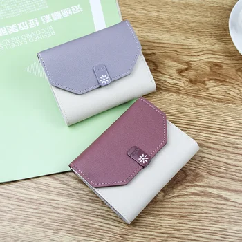 Новая корейская версия маленького кошелька, короткий трехцветный студенческий женский кошелек с несколькими карточками, модная сумка для карт с пряжкой  10
