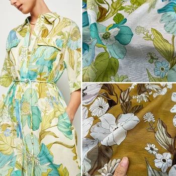 Новая серия белья в стиле отпусков, ткань для одежды в ретро-стиле с растительным цветочным принтом, ткань 