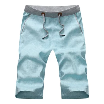Новые летние модные мужские шорты, льняные пляжные крутые брюки, дышащие, удобные, модные, персонализированные прямые брюки  5