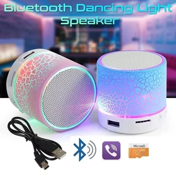 Новый Мини Портативный Bluetooth Динамик С Красочной Светодиодной Подсветкой USB Цилиндрический MP3 Беспроводной Аудио Сабвуфер Перезаряжаемый Для Смартфонов  5