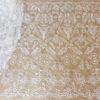 Новый стиль сетка вышивка кружевная отделка свадебная юбка платье Листья растение Цветок ткань Материал одежды  5
