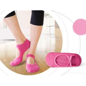 Носки для йоги 2023 Модные Женские хлопчатобумажные носки Нескользящие Носки для пилатеса и балета  5