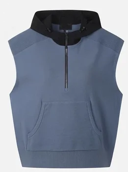 Одежда для гольфа Женский вязаный жилет с капюшоном для занятий спортом и отдыха, осенне-зимняя теплая майка  5