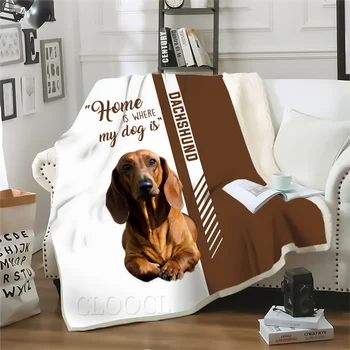 Одеяло для Таксы HX Home Is Where My Dog Is с 3D Принтом, Пледы для Кровати, Двухслойные Одеяла Для Путешествий, Портативные 130x150 см  10