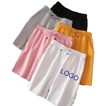 Однотонные спортивные шорты с логотипом на заказ, Летние быстросохнущие пляжные Короткие мужские повседневные брюки на завязках  5