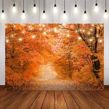 Осенний лес, фон для фотосъемки, блестящий свет, осенний фотофон, студия, кленовые листья, фоны на день благодарения, фото  4