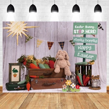 Пасхальный кролик Морковный фон для фотосессии Деревянный пол, фон для фотосъемки, декор для вечеринки в фотостудии, фотозона для фотосессии  5
