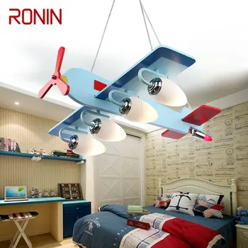 Подвесной светильник RONIN Children's Airplane, Винтажный светодиодный Современный креативный синий мультяшный светильник для декора Детской спальни Детского сада  10