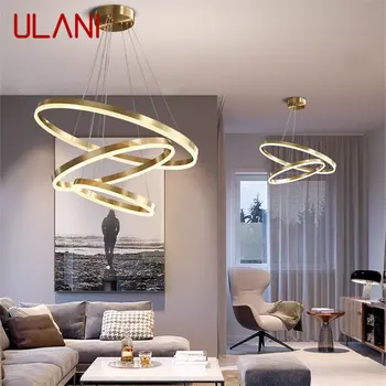 Подвесной светильник ULANI с современным медным кольцом, светодиодные золотые люстры для домашней гостиной  5