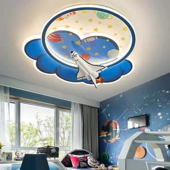 Потолочные светильники Rocket Lights для мальчиков с дистанционным управлением Синего цвета Потолочные светильники для детской комнаты, люстра в детской спальне Внутри помещения  10