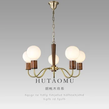 Потолочный светильник для гостиной в японском стиле в стиле ретро, цвет ореха, медь, Средне-Древние Атмосферные светильники для спальни, кабинета и ресторана  5