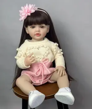 Реалистичная Кукла Reborn Baby Girl, Игрушка 55 см, Мягкая Силиконовая Виниловая Принцесса для Всего Тела, Искусство Малыша, Подарки на День Рождения для Ребенка  5