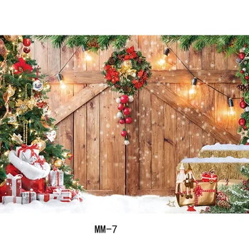 Рождественская елка SHENGYONGBAO Цветочный Венок Деревянный Подарочный Фон для фотосъемки Окно Снеговик Кинотеатр Новогодний Фон Реквизит HH-108  5