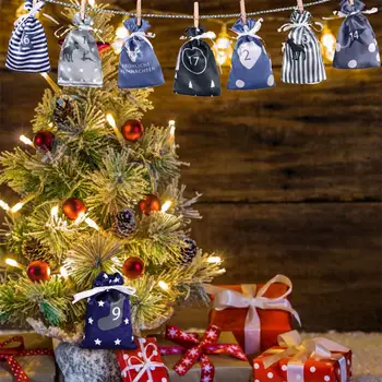 Рождественское украшение 2023 Адвент Календарь Подарочные сумки Kerst Decoratie Бумажные Наклейки Деревянный Орнамент Рождественский Навидад  5