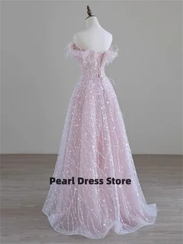 Розовое блестящее вечернее платье трапециевидной формы от пола до пола, роскошное вечернее платье на одно плечо для торжественного случая, выпускного вечера  10