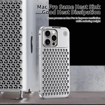 Роскошный Алюминиевый Ударопрочный Металлический Полый охлаждающий Чехол Для Apple iPhone 15 Pro Max 14 Plus 12 13 Pro Max cover shell  5