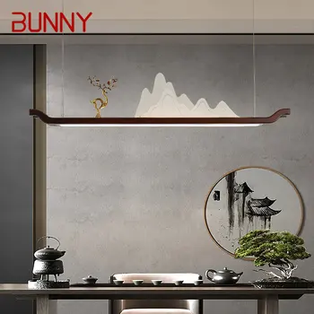 Светодиодный подвесной светильник BUNNY в китайском стиле, креативная подвесная люстра в стиле дзен с прямоугольным рисунком холма для домашней столовой Чайханы  5