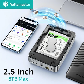 Сетевое хранилище Yottamaster с 2,5-дюймовым корпусом жесткого диска SATA, поддержка частного облачного хранилища NAS, автоматическое резервное копирование, удаленный доступ  5