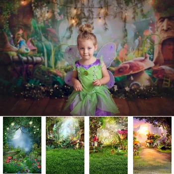 Сказочный Грибной фон для детей, детский Фон для фотосессии на День рождения, Реквизит для украшения Фотостудии, Волшебные Лесные Эльфы  4