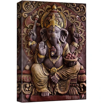 Скульптура Ганнеси, Индуистского Бога, Холст, Настенное искусство для гостиной, Спальни, домашнего декора  5