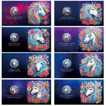 Совершенно новый набор из 8 поздравительных открыток, поздравительные открытки с алмазной росписью, подарок своими руками, Алмазная вышивка, поздравительные открытки с пожеланиями животных  5