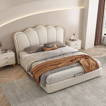 Современная белая детская двуспальная кровать Wood King с высоким изголовьем Двуспальная кровать Twin Для девочек и мальчиков Letti Matrimoniali Мебель для спальни  5