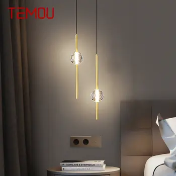 Современная медная подвесная люстра TEMOU, 3 цвета, Латунь, Золотые подвесные светильники с кристаллами Для современной домашней спальни  5