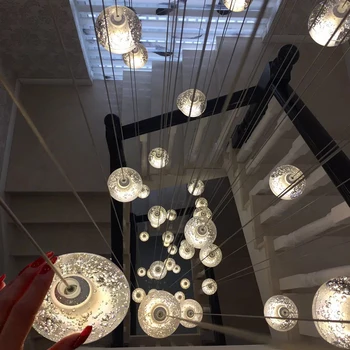 Современная светодиодная хрустальная люстра G4 Ball Light для украшения лестницы, гостиной, кухни, спальни, Подвесной Подвесной светильник  10