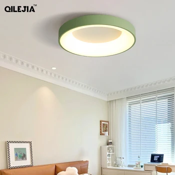 Современные простые Зеленые Круглые светодиодные Потолочные светильники для спальни, кабинета, Гостиной, столовой, внутреннего освещения с регулируемой яркостью, светодиодных ламп в стиле Home Deco  5