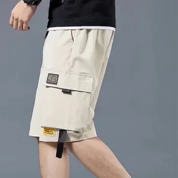 Стильные мужские летние шорты, удобные мужские короткие брюки, Однотонные мужские летние пляжные повседневные короткие брюки, повседневная одежда  10