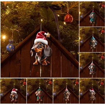 Украшения для Рождественской елки, креативная подвеска в виде таксы, Рождественское Подвесное украшение, Принадлежности для Рождественской вечеринки своими руками  5