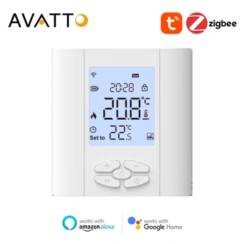 Умный термостат AVATTO Tuya Zigbee с батарейным питанием для нагрева газа / воды в бойлере Работает для Alexa Google Home  10