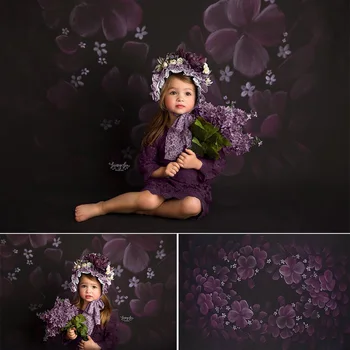 Фиолетовые цветы, Фон для портретной фотосъемки новорожденных, Фотостудия с цветочной текстурой, Беременная Женщина, Фотосессия в Душе ребенка.  5