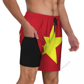 Флаг Страны Вьетнам, 3D Мужские Плавки С Компрессионной Подкладкой, Быстросохнущие Плавательные Шорты 2 в 1 С Карманами для Летнего Подарка  5