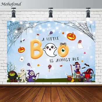 Фон Mehofond Baby Shower A Little Boo Фон для Фотосъемки Плакат на Хэллоуин, Декор на День Рождения, Баннер, Реквизит для Фотосессии в Студии  5