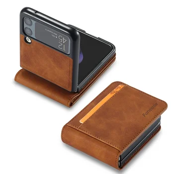 Чехол для Samsung Galaxy Z Flip 5 Case, кожаный чехол-бумажник с отделениями для карт Samsung Z Flip 4 3 Zflip5 Case  5