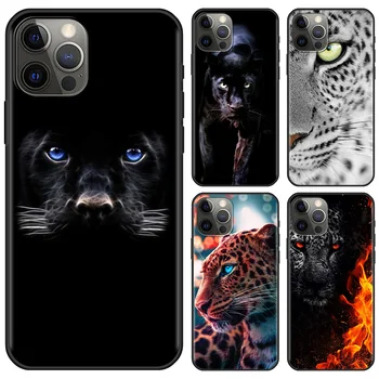 Чехол Для Мобильного Телефона iPhone 15 12 Mini 11 Pro X XS Max XR 8 7 Plus SE Черный TPU Fundas Силиконовый Capa Panther Cheetah  5