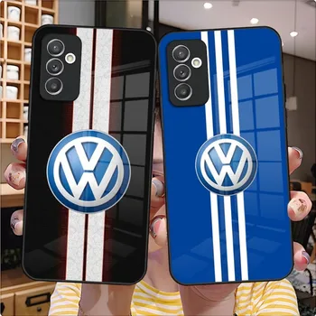 Чехол Для телефона с Логотипом Автомобиля Volkswagen, Стеклянный Дизайн Samsung A54 A51 A52 A21 A71 A20 A14 A12 A22 A40 A32 A72 A30 A34, Задние Крышки  4