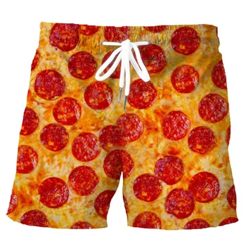 Шорты для пиццы с 3D-принтом, летние Мужские Гавайские пляжные шорты, модная уличная одежда в стиле хип-хоп, крутые спортивные шорты  3
