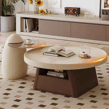 Эстетичные Круглые Журнальные столики Современный Дизайн Для хранения Небольшой Журнальный столик В гостиной Минималистичная Мебель для дома  5